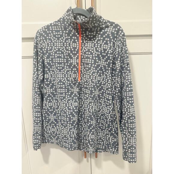 Columbia 1/4 zip fleece pullover jacket geometric grey/white women size large - Picture 1 of 7